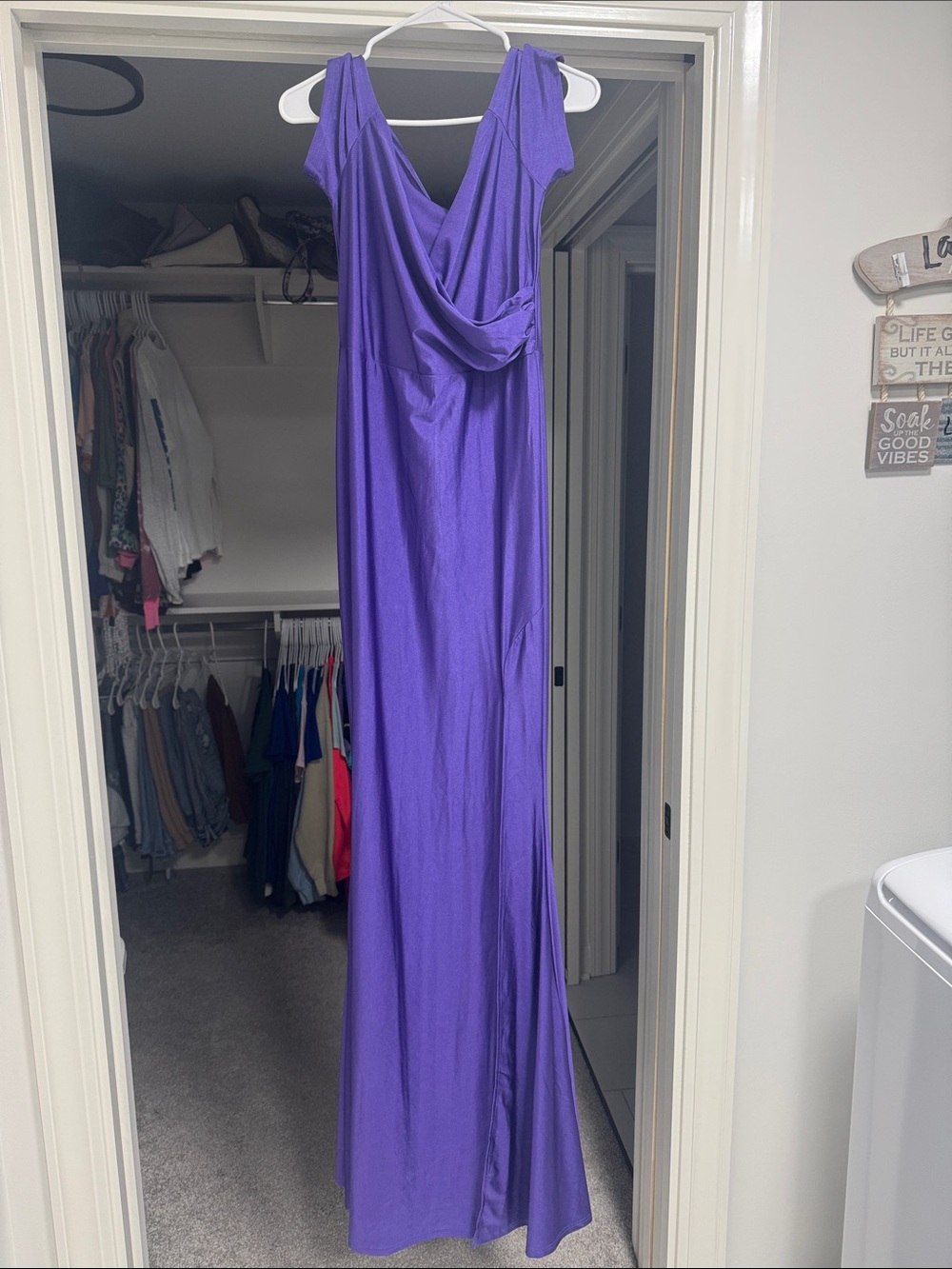 Elegant Purple Cowl Neck Maxi Dress